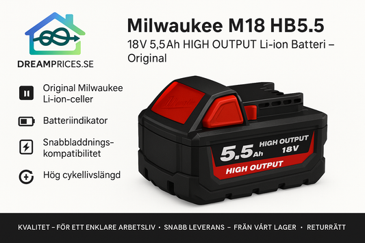 Milwaukee M18 HB5.5 18V 5,5Ah HIGH OUTPUT Li-ion Batteri – Original