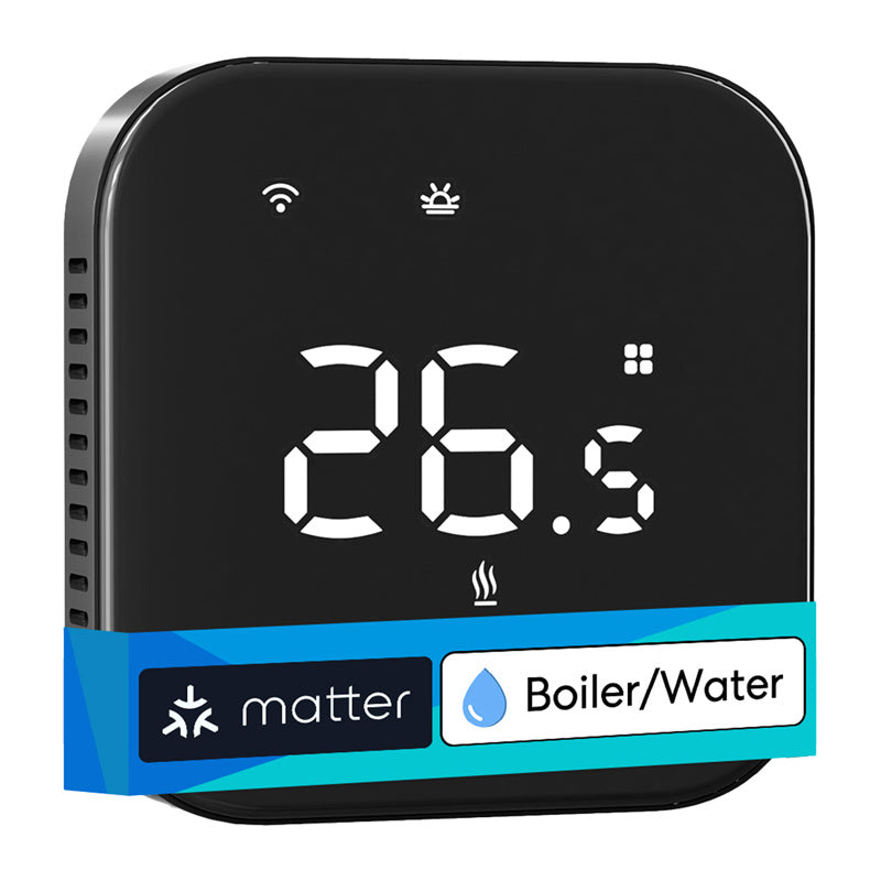 Meross MTS215BMA-B smart Wi-Fi-termostat för vattenburen värme, svart
