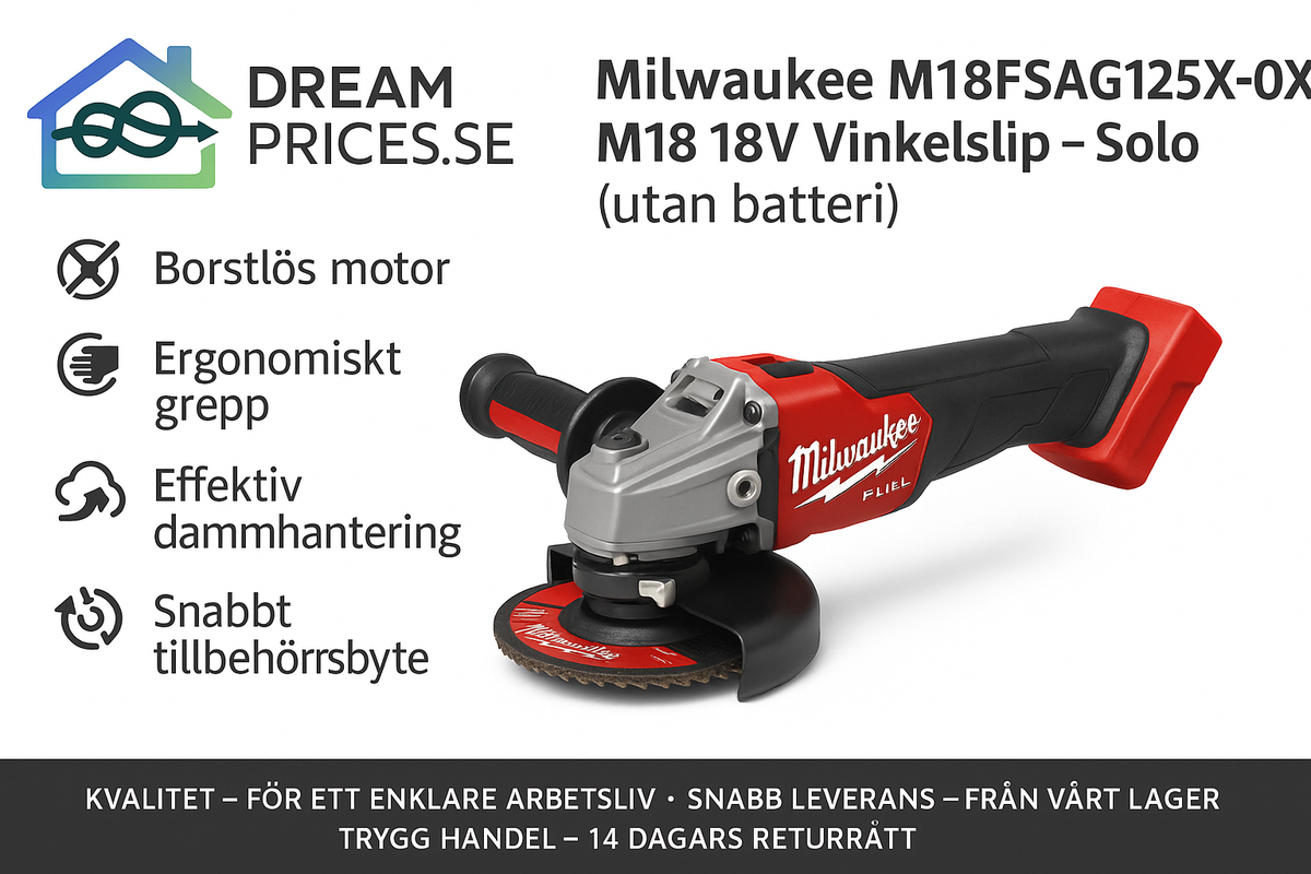Milwaukee M18FSAG125X-0X M18 18V Vinkelslip – Solo (utan batteri)