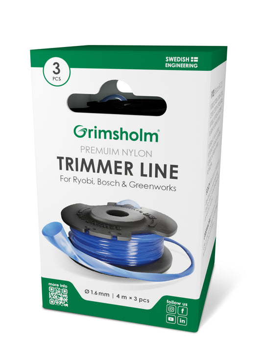 Trimmertråd & kassett för Ryobi, Bosch, Stiga, Greenworks - 4 m, 3 st