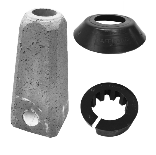Betongfundament 60/500mm inkl, låskil och tätningshuv passande 60mm stolprör