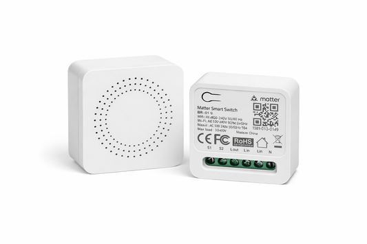 Matter WiFi Smart Relä 16A för belysning med Apple Home, Google Home och Alexa