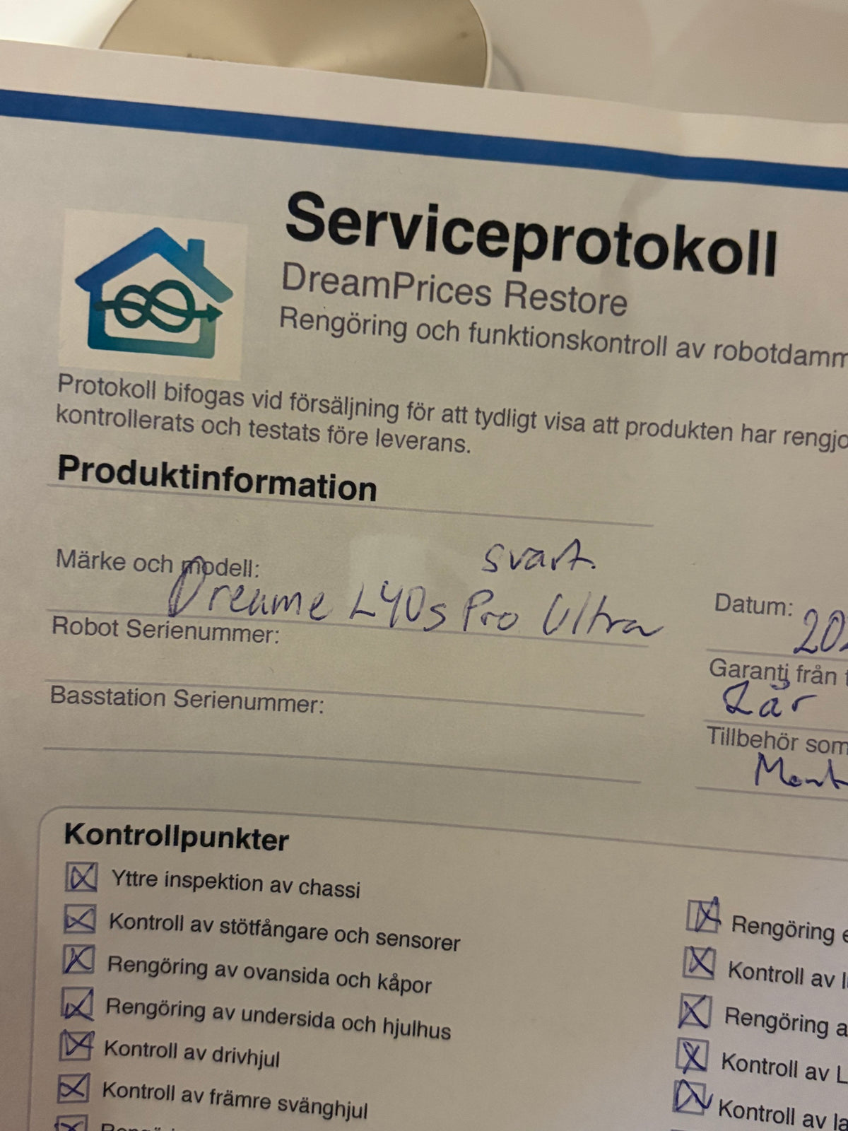 DreamPrices Restore serviceprotokoll