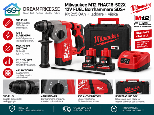 Milwaukee M12 FHAC16-502X 12V FUEL borrhammare