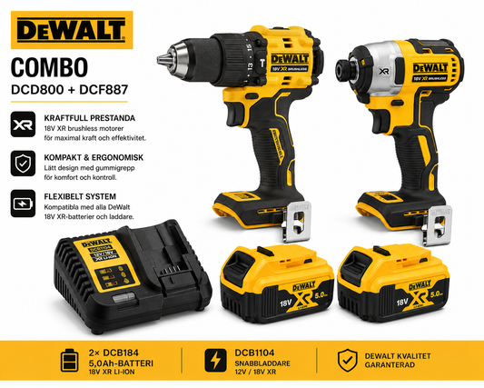 DeWalt Startpaket Combo Borr + Slagskruvdragare + 2×5,0Ah + Laddare