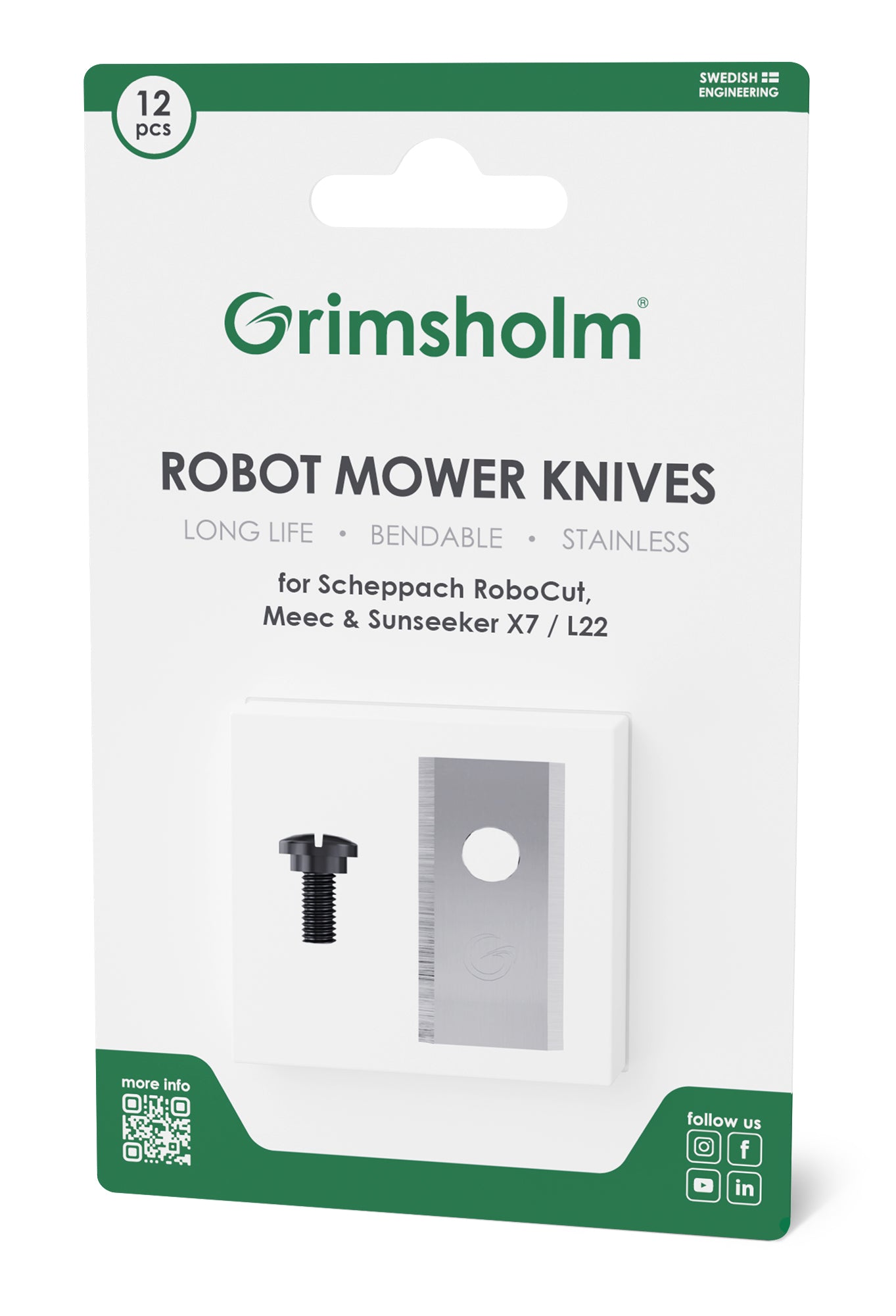 Knivar till Scheppach RoboCut, Sunseeker X7, L22 och Meec, 12-pack