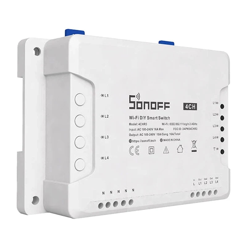 Sonoff 4CHR3 smart WiFi-brytare med 4 kanaler för belysning och apparater