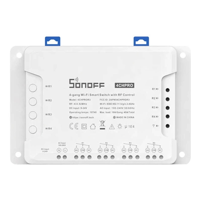 Sonoff 4CHPROR3 smart WiFi-brytare, 4 kanaler med RF 433 MHz