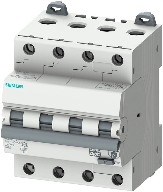 Siemens personskyddsautomat 3P+N 30mA 6kA C16A