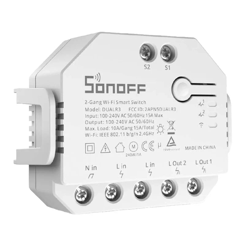 Sonoff Dual R3 smart WiFi-brytare med 2 kanaler och energimätning
