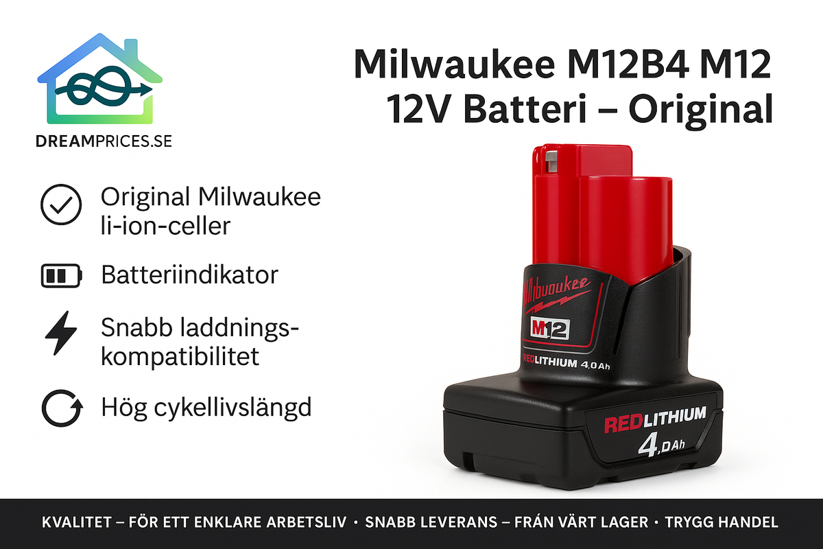 Milwaukee M12B4 M12 12V Batteri – Original