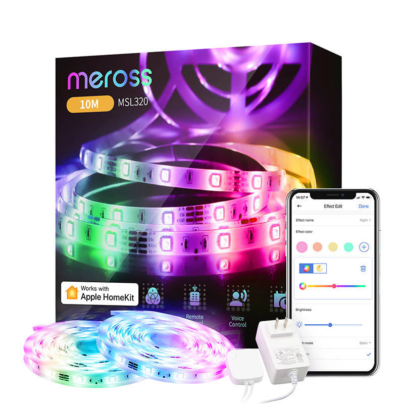 Meross MSL320 smart LED-list 2 x 5 m med RGB, WiFi och HomeKit
