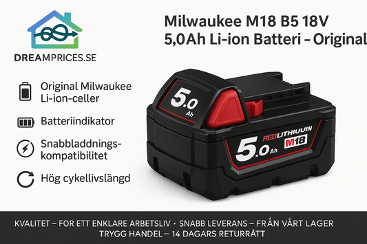 Milwaukee M18 B5 18V 5,0Ah Li-ion Batteri – Original