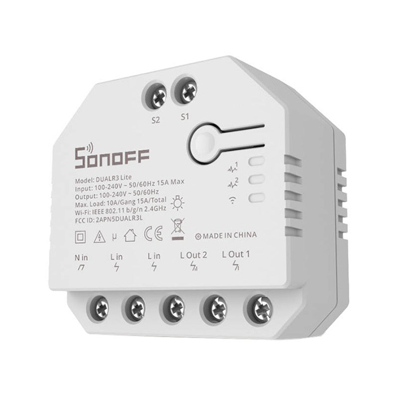 Sonoff Dual R3 Lite smart WiFi-brytare med 2 kanaler för motor och ljus