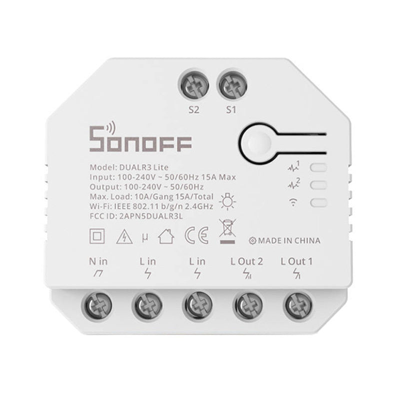 Sonoff Dual R3 Lite smart WiFi-brytare med 2 kanaler för motor och ljus