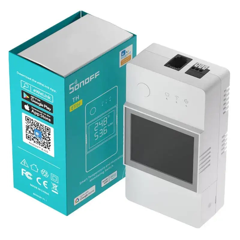 Sonoff THR320D TH Elite smart Wi-Fi-relä 20 A med temperatur och fukt