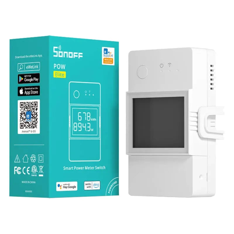 Sonoff POWR320D smart Wi-Fi-relä 20 A med energimätning och display