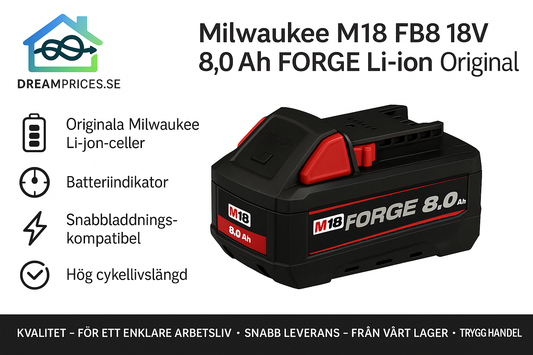 Milwaukee M18 FB8 18V 8,0Ah FORGE Li-ion Batteri – Original