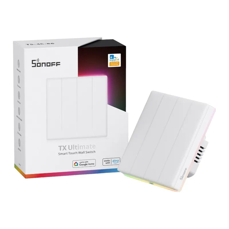 Sonoff TX T5 4C smart touchströmbrytare Wi-Fi, 4 kanaler, vit