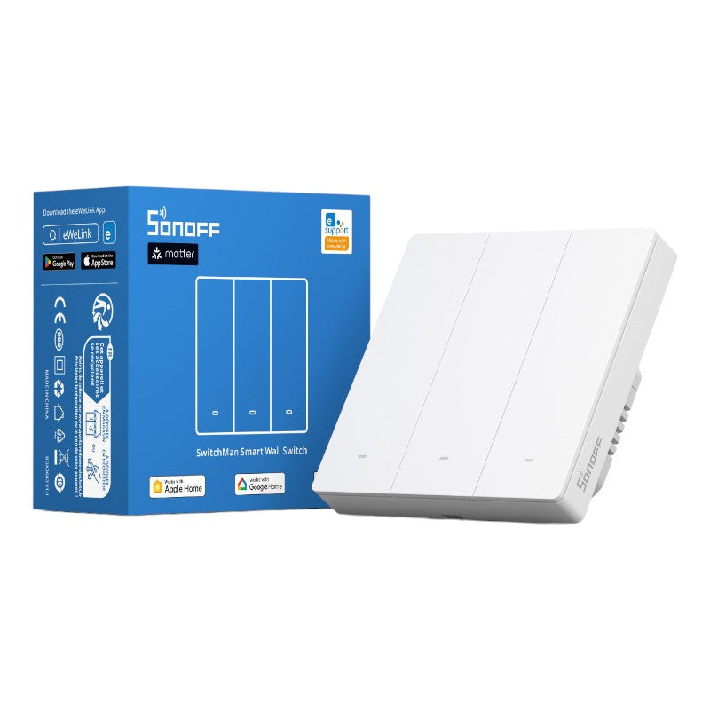 Sonoff M5-3C-86W smart väggströmbrytare Matter, 3 kanaler, vit