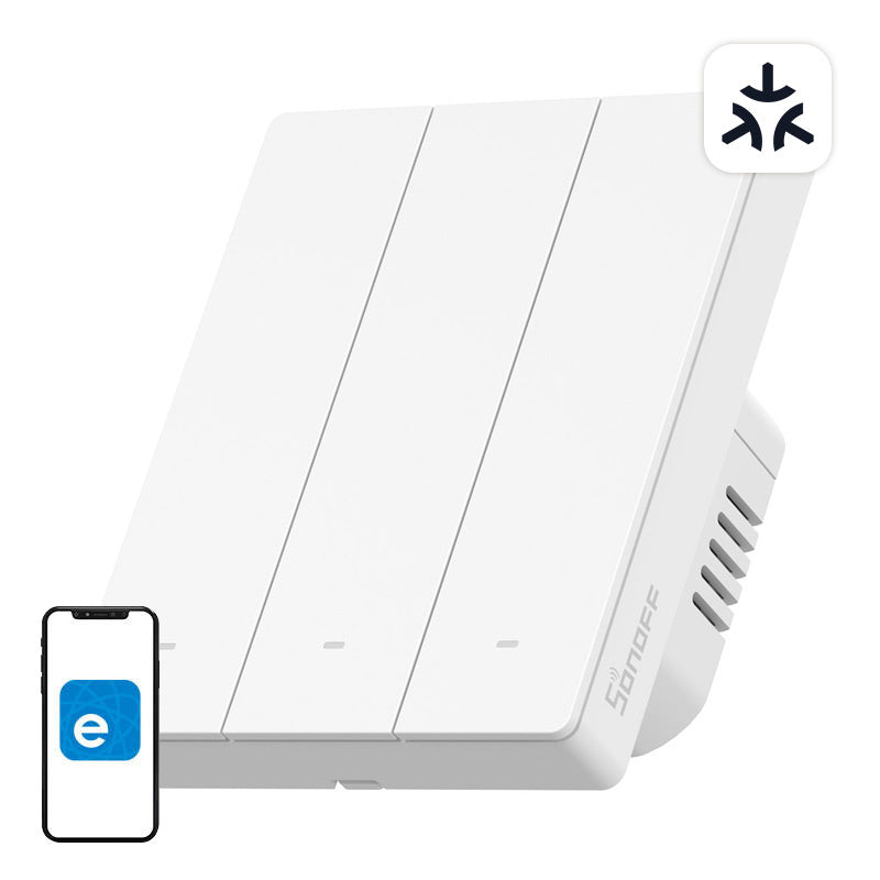 Sonoff M5-3C-80W smart väggströmbrytare Matter, 3 kanaler, för ram, vit