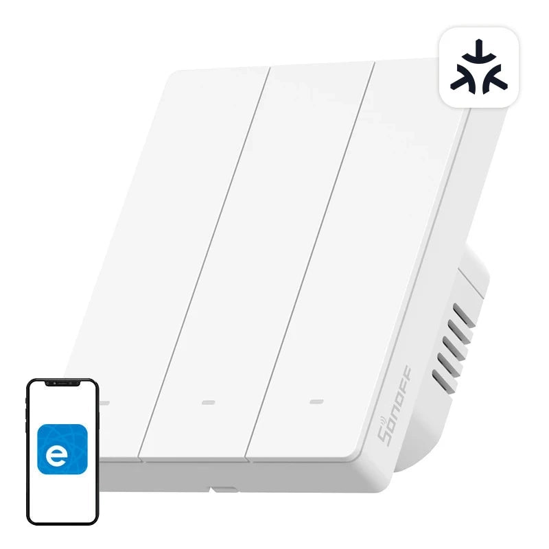 Sonoff M5-3C-80W smart väggströmbrytare Matter, 3 kanaler, för ram, vit