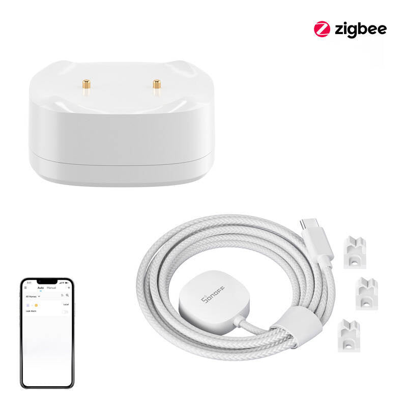 Sonoff SNZB-05P Zigbee vattenlarm med WLDC200 förlängningskabel 2 m