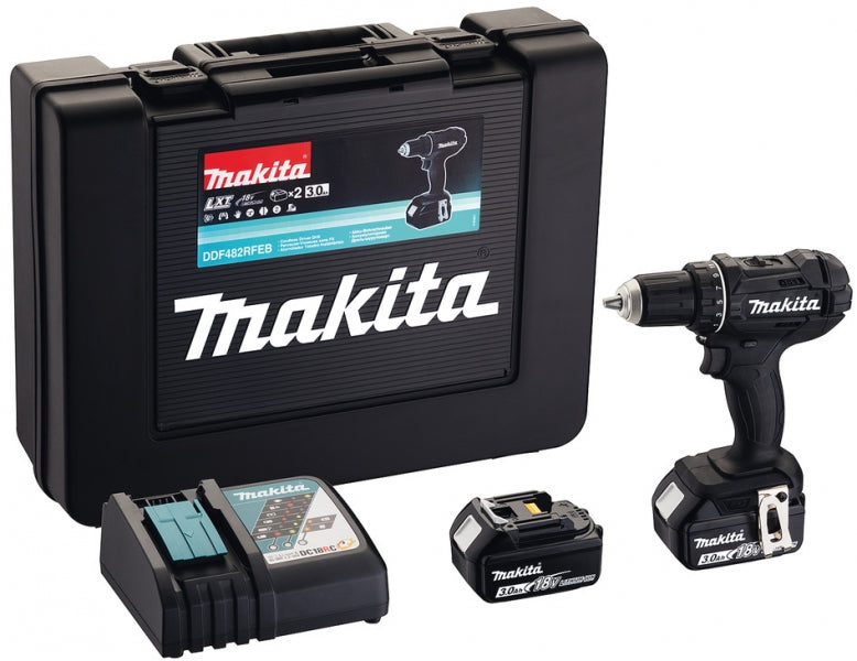 Makita DDF482RFEB borrskruvdragare kit med väska, batterier och laddare