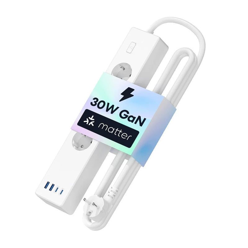 Meross MSP844 smart grenuttag, 4 uttag, 2x USB-A och 2x USB-C, Matter