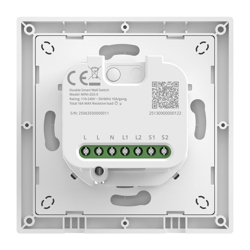 Sonoff MINI-2GS-E Matter tvåkanals väggströmbrytare med Wi-Fi