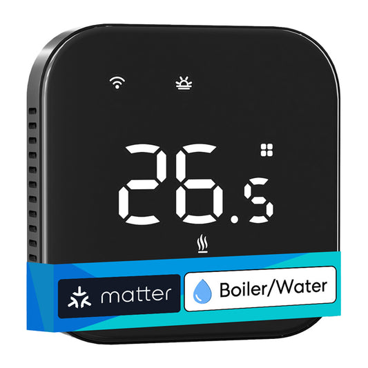 Meross MTS215BMA-B smart Wi-Fi-termostat för vattenburen värme, svart