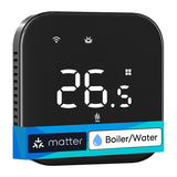 Meross MTS215BMA-B smart Wi-Fi-termostat för vattenburen värme, svart