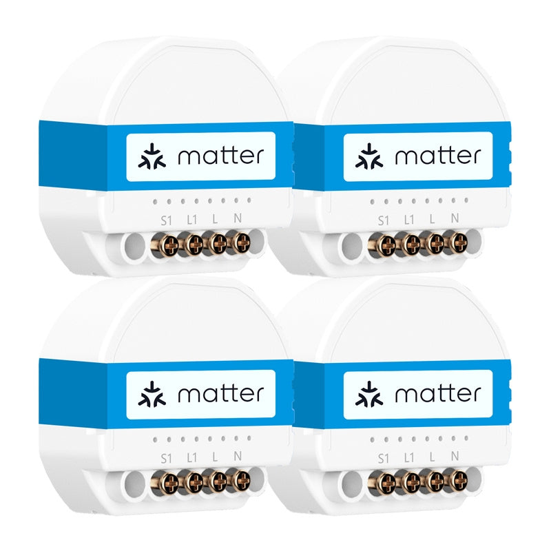 Meross MSS815MA-UN smart Wi-Fi-brytarmodul med Matter och energimätning, 4-pack