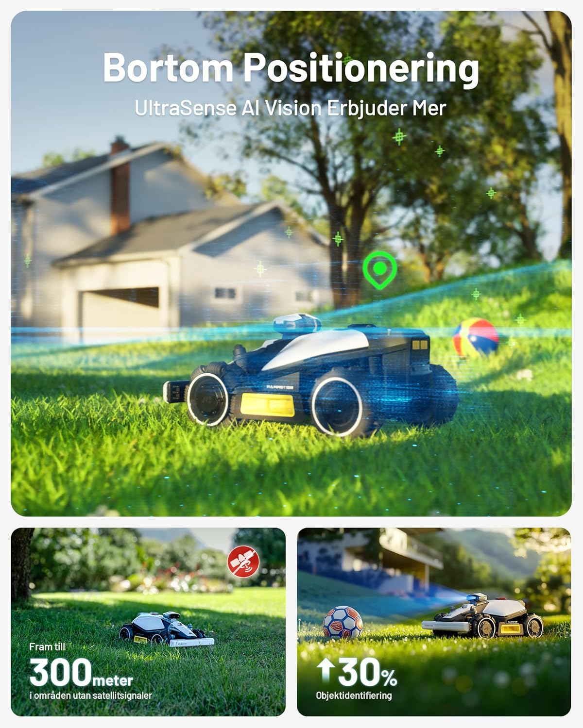 Mammotion LUBA mini AWD LiDAR 1500 m² Robotgräsklippare utan slinga