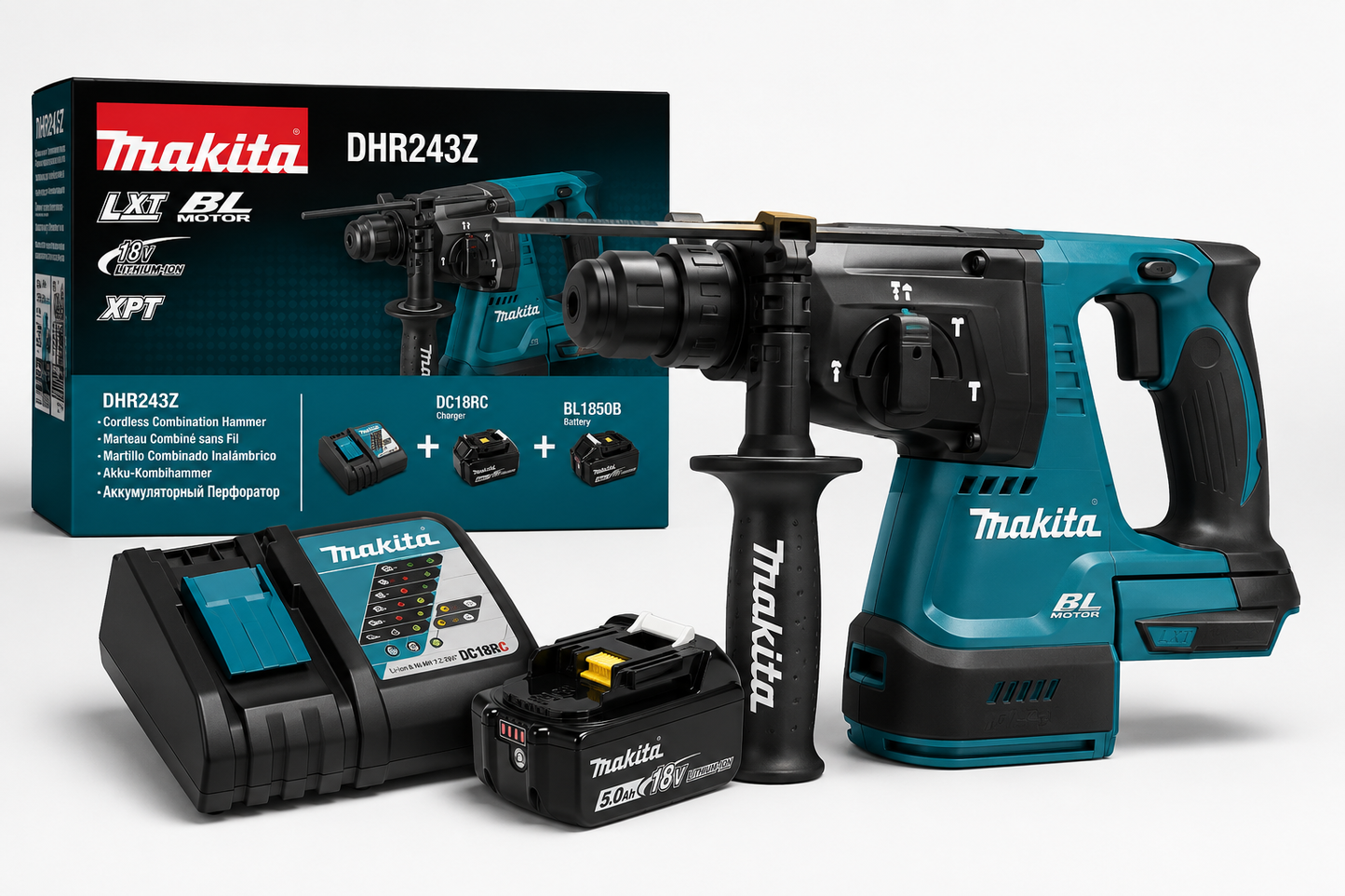 Makita 18V Startpaket – Borrhammare DHR243Z + Batteri + Laddare