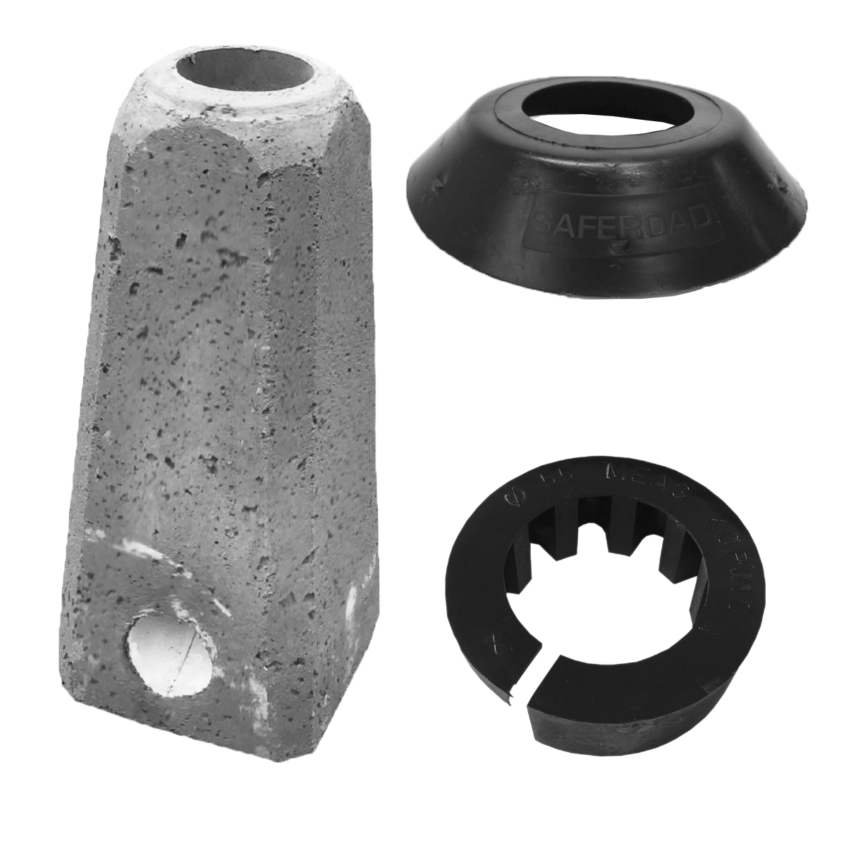 Betongfundament 60/500mm inkl, låskil och tätningshuv passande 60mm stolprör