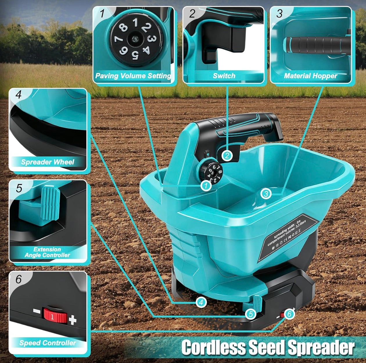Spridare för Makita 18V Batteri – Frö- och Gödselspridare 3,8L