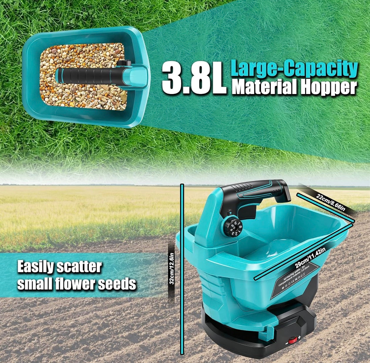 Spridare för Makita 18V Batteri – Frö- och Gödselspridare 3,8L