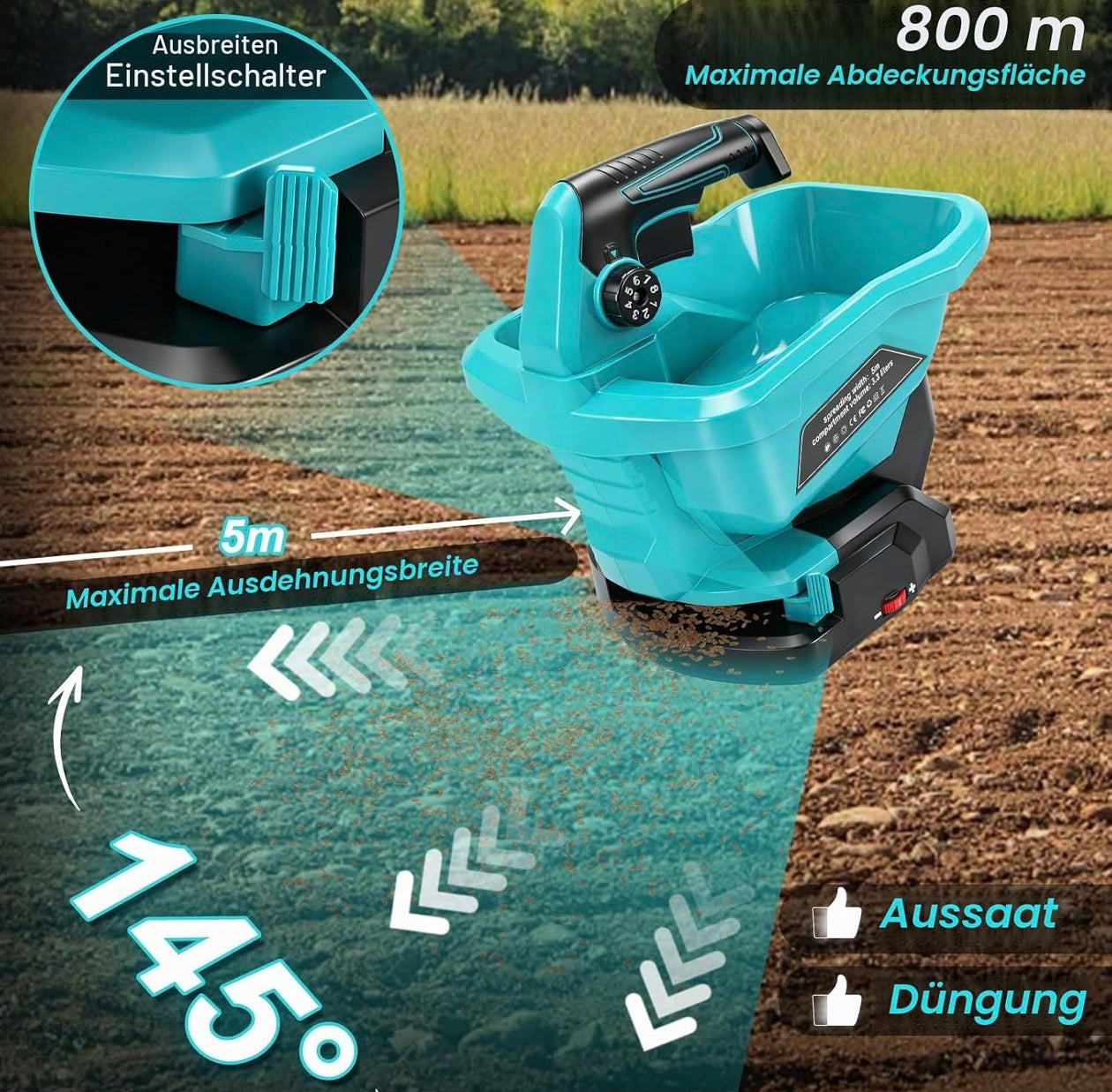 Spridare för Makita 18V Batteri – Frö- och Gödselspridare 3,8L