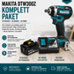 Makita DTW300Z + BL1860B + DC18RC – Slagskruvdragare Komplett Paket