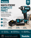 Makita DTW300Z + BL1860B + DC18RC – Slagskruvdragare Komplett Paket