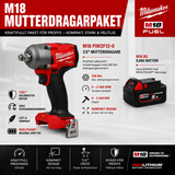 Milwaukee M18 Mutterdragarpaket – FIW2F12 1/2″ 339 Nm + 5,0Ah Batteri