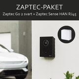 Paket Zaptec Go2 svart + Sense Han RJ45 (10643 +50122 )