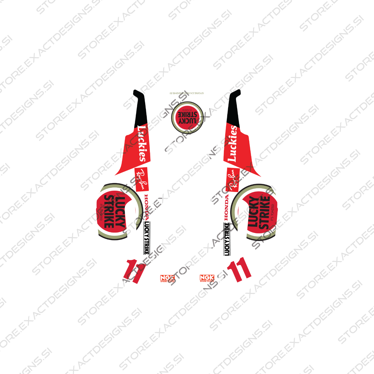 F1 Lucky Strike Honda – Aufkleber für Mammotion Mähroboter Exact Designs