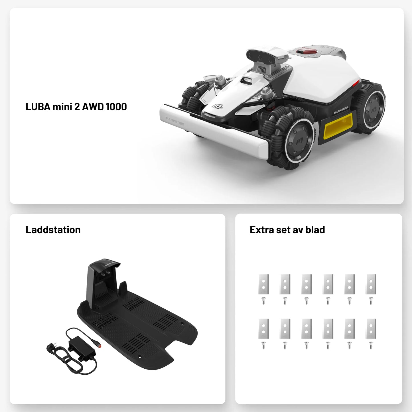 Mammotion LUBA Mini 2 AWD 1000 – Robotgräsklippare utan slinga 1000 m²