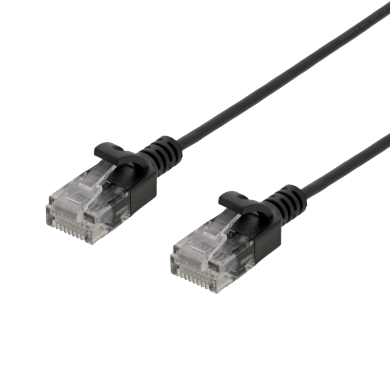 RJ 45 Kabel - Ultra Slim U/UTP Cat,6 patchkabel, 2,6mm, 2m, svart