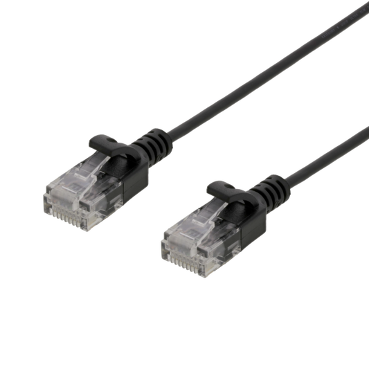RJ 45 Kabel - Ultra Slim U/UTP Cat,6 patchkabel, 2,6mm, 2m, svart