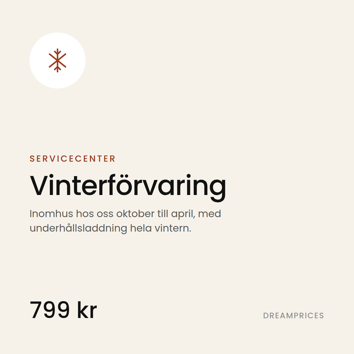 Vinterförvaring av robotgräsklippare inomhus hos DreamPrices, 799 kr