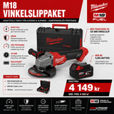 Milwaukee M18 Vinkelslippaket – FSAG125XB 125 mm + 5,0Ah Batteri