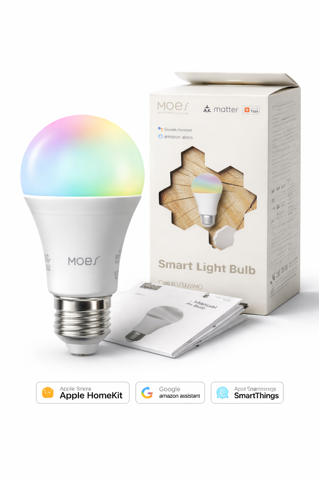 Matter Smart LED-lampa E27 | 9W | RGB + Vit | WiFi